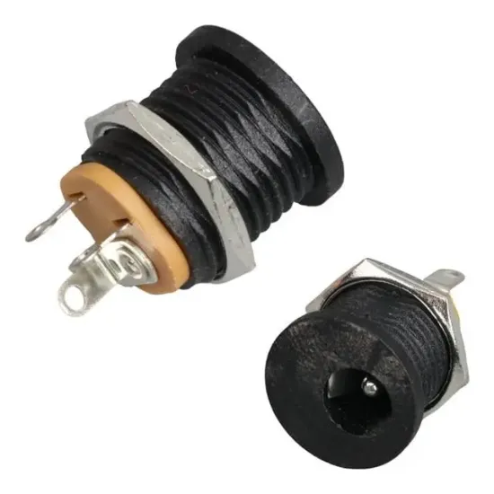 DC Şase Tipi 2.1mm Dişi Güç Soketi - Yuvarlak Somunlu (IC-257A) resmi