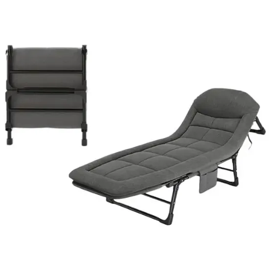 Sunup SN-24922 Taşınabilir Ayarlanabilir 5 Kademe Sünger Kamp Yatak Şezlong (Koyu Gri) resmi