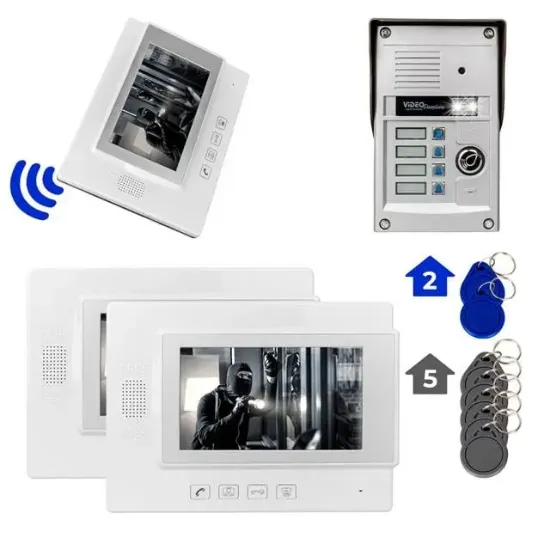 PowerMaster 37T4 3 Daire 7'' NFC Destekli Görüntülü Diafon Kapı Zili Interkom Akıllı Ev Güvenliği Sistemi resmi