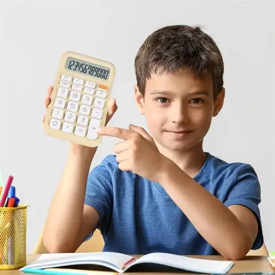 PowerMaster PM-25409 Krem Renk 12 Haneli LCD Ekranlı Masaüstü Hesap Makinesi - Pastel Serisi resmi