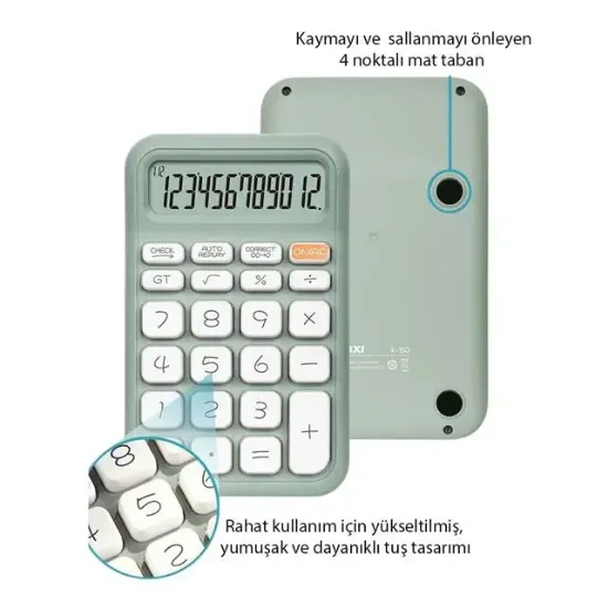 Powermaster PM-25410 Yeşil 12 Haneli Hesap Makinesi  resmi