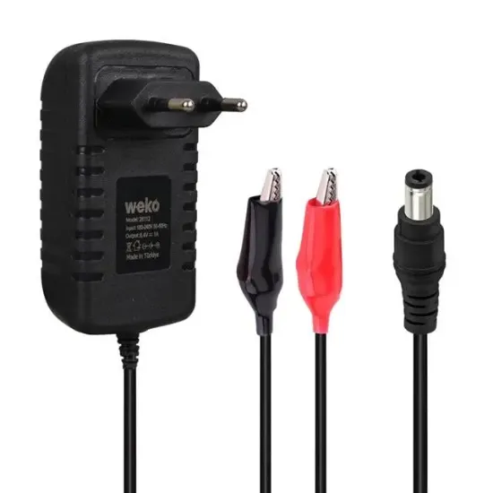 Weko 8.4 Volt - 1 Amper 5.5x2.5 Uçlu + Krokodil Aparatlı Yerli Üretim Akü Şarj Cihazı resmi