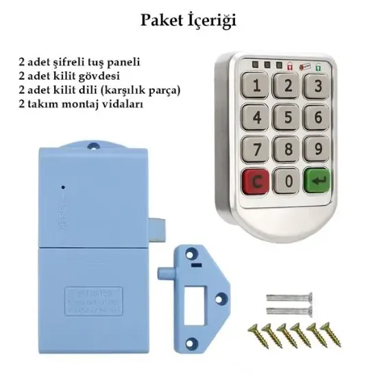 PowerMaster PM-26723 Tuş Şifreli Gri Çekmece Dolap Kilidi (2'li Paket) resmi