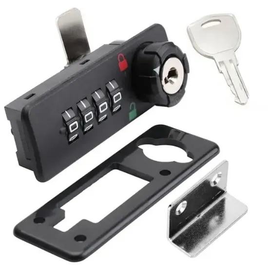 PowerMaster PM-26731 4 Haneli Şifreli Ve Anahtarlı Mekanik Siyah Çekmece Dolap Kilidi (Sol) resmi