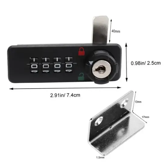 PowerMaster PM-26731 4 Haneli Şifreli Ve Anahtarlı Mekanik Siyah Çekmece Dolap Kilidi (Sol) resmi