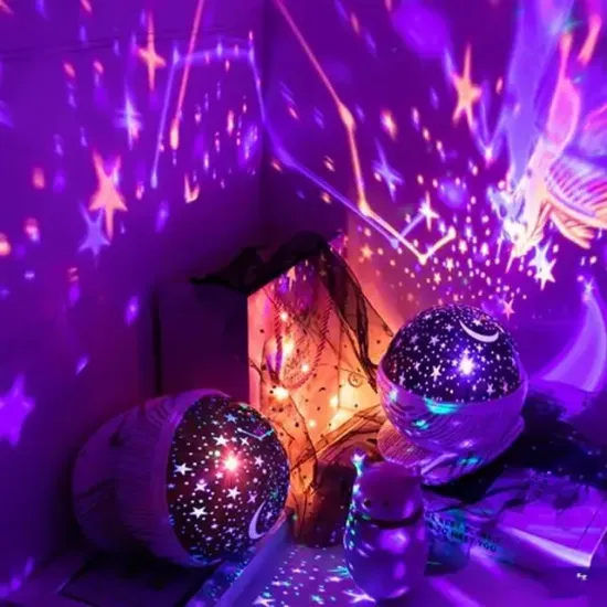 PowerMaster PM-2736 Dönen Projeksiyonlu Gece Lambası Renkli Yıldızlı Gökyüzü Tavan Aydınlatma resmi