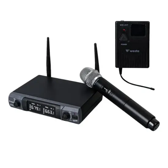 Westa WM-202HT 1 Alıcı + 1 El Mikrofonu +1 Yaka (Lavalier) Kablosuz Uhf Mikrofon Seti resmi