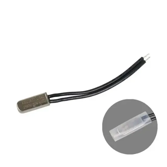 60°C 5A Kablolu Metal Gövdeli Termik Sigorta (Thermal Fuse) resmi