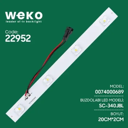 Buzdolabı İç Aydınlatma Ledi SC-340JBL 0074000689 4 Çipli Lensli resmi