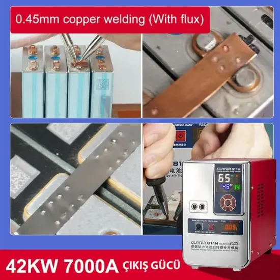 Glitter 811H Şarjlı Pil Profesyonel Bakır - Nikel Punta Kaynak Makinesi 36KW/42KW 7000A resmi