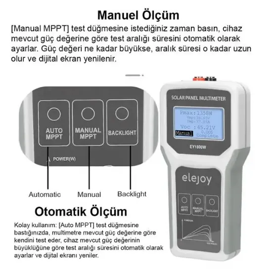 PowerMaster PM-26940 1800 Watt Fotovoltaik MPPT Solar Panel Voltaj Multimetre 12-60V resmi