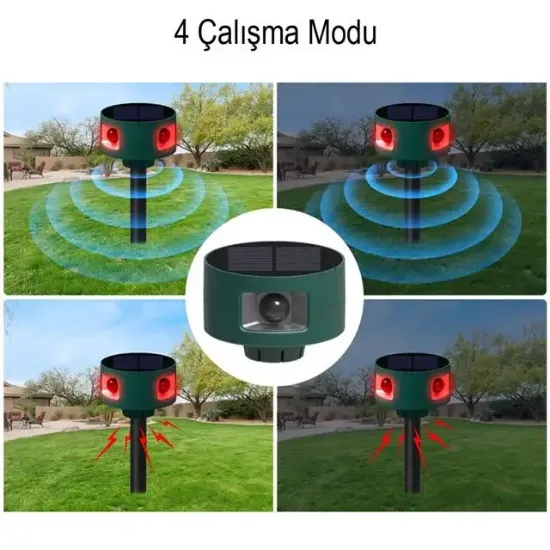 PowerMaster PM-26948 Ultrasonic Sesli Solar Hayvan Kovucu Alarm Cihazı 360 Derece Sensörlü resmi