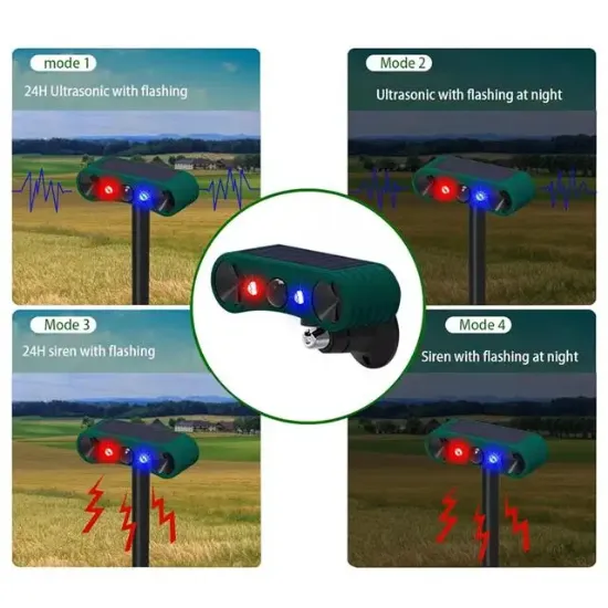 PowerMaster PM-26958 Ultrasonic Sesli Siren Solar Hayvan Kovucu Alarm Cihazı Hareket Sensörlü resmi