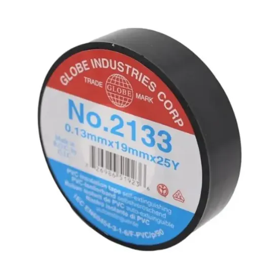 Globe NO2133 19mm 25Yrd Vinil Alev Yürütmeyen İzole Bant 23 Metre Siyah Tekli resmi