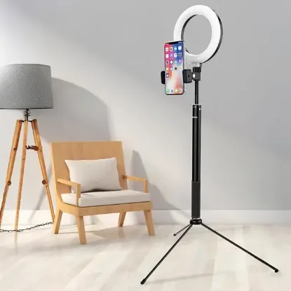 Philips 2in1 Tripod Standlı Youtube Tiktok Selfie Çekim Işıklı Telefon Tutucu - Makyaj Işığı DLK3621N/93 resmi