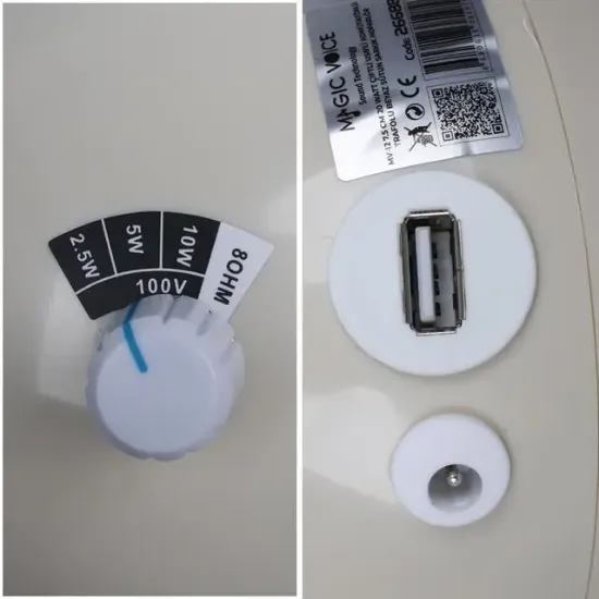 MagicVoice MV-12 7.5 CM 20 Watt Komütatörlü Hat Trafolu Krem Beyazı Sütun Sarkık Hoparlör (2'li Takım) resmi