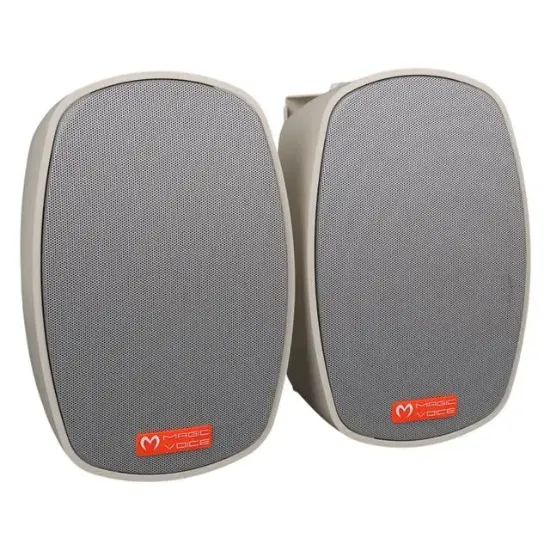 MagicVoice MV-22 12 CM 40 Watt Komütatörlü Hat Trafolu Krem Beyaz Sütun Hoparlör (2'li Takım) resmi