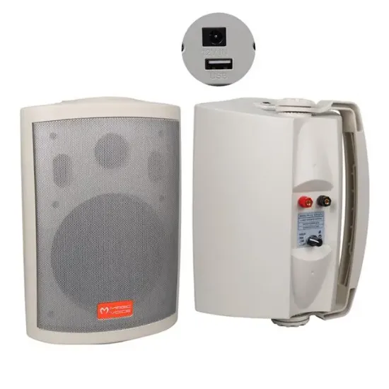 MagicVoice MV-25 16 CM 80 Watt Komütatörlü Hat Trafolu Beyaz Sütun Hoparlör (2'li Takım) resmi