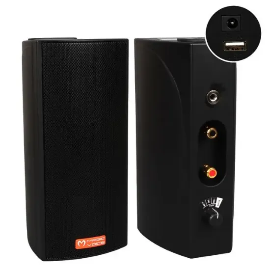 MagicVoice MV-19 2x7.5 CM 40 Watt Komütatörlü Hat Trafolu Siyah Sütun Hoparlör (2'li Takım) resmi