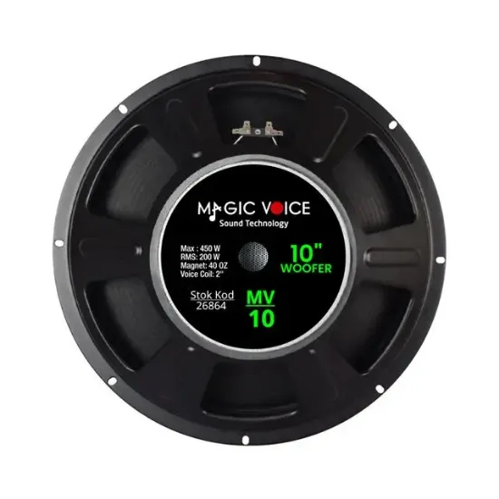 Magicvoice MV-10 Maks. 450 Watt / Rms 200 Watt 10” Siyah 25 Cm Woofer Yedek Hoparlör  resmi