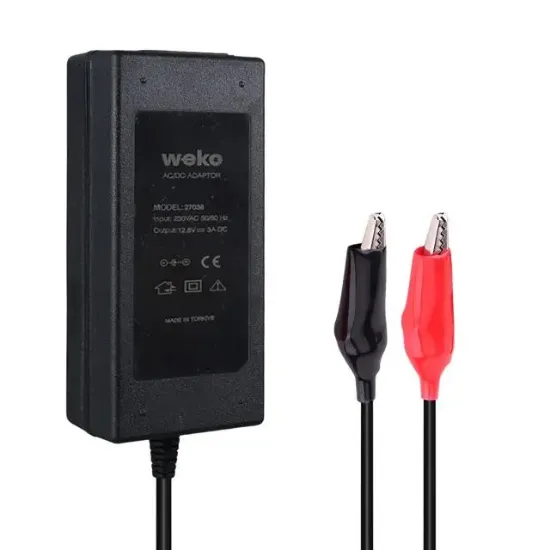 Weko 12.6 Volt - 3 Amper Krokodil Uçlu Ledli Yerli Üretim Masaüstü Şarj Adaptörü resmi