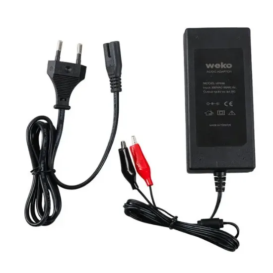 Weko 12.6 Volt - 3 Amper Krokodil Uçlu Ledli Yerli Üretim Masaüstü Şarj Adaptörü resmi