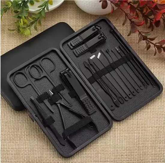 Sunup SN-27099 Siyah Paslanmaz Çelik 18in1 Profesyonel Manikür Tırnak Bakım Seti resmi