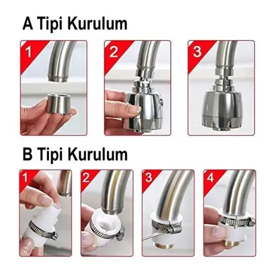 Sunup SN-27114 2 Kademeli Tasarruflu Musluk Başlığı 360 Derece resmi