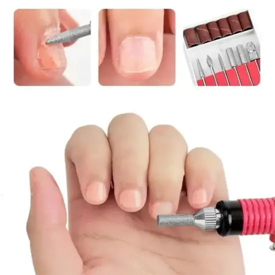 Sunup SN-27091 Hız Ayarlı Tırnak Freze Törpü Manikür Pedikür Seti 6 Başlıklı Elektrikli AC220V resmi