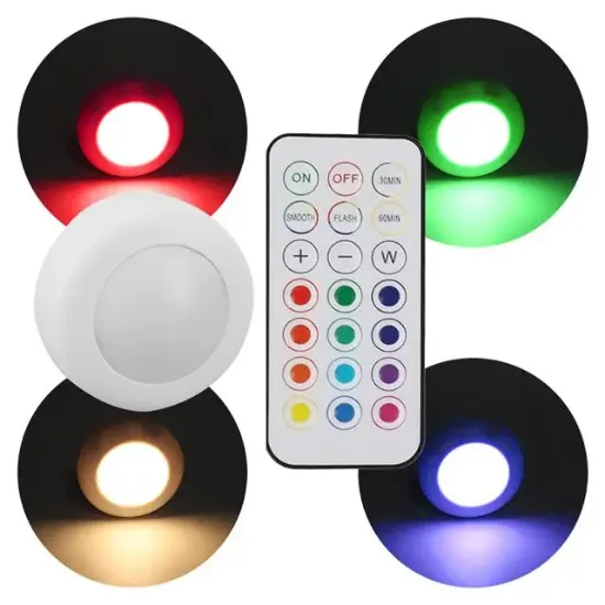 PowerMaster PM-27186 Led Mobilya Merdiven Pilli Aydınlatma 3M Yapışkanlı Kumandalı RGB + 4000K (8'li Paket) resmi