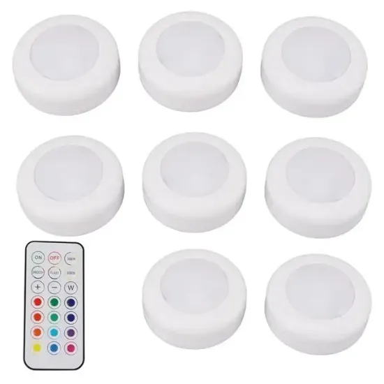 PowerMaster PM-27186 Led Mobilya Merdiven Pilli Aydınlatma 3M Yapışkanlı Kumandalı RGB + 4000K (8'li Paket) resmi