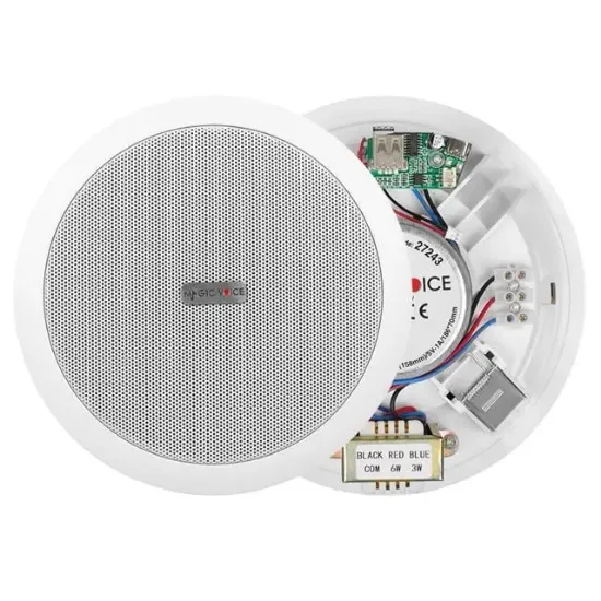 MagicVoice TPI-351 6" (16 CM) Hat Trafolu Alçıpan/Asma Tavan Tipi Hoparlör (6W RMS - MP3 USB Uyumlu) - Beyaz resmi