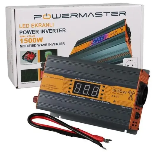 Powermaster PM-1500B 24 Volt 1500 Watt LED Ekranlı Power Inverter resmi