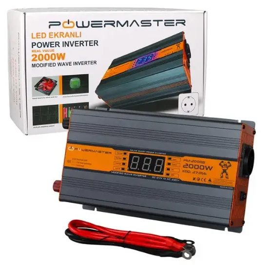 Powermaster PM-2000B 24 Volt 2000 Watt LED Ekranlı Power Inverter resmi