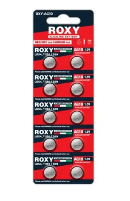 Roxy RXY-AG10 1.5 Volt LR54/1130/189/389 Alkalin Düğme Pil (10'LU Paket) resmi