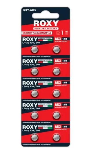 Roxy RXY-AG3 LR41/736/384 Alkalin Pil (10'LU Paket) resmi