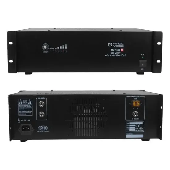 Magicvoice MV-1550 500 Watt 4-8 Ohm 100 Volt 19 Rack Hat Trafolu Power Anfi resmi