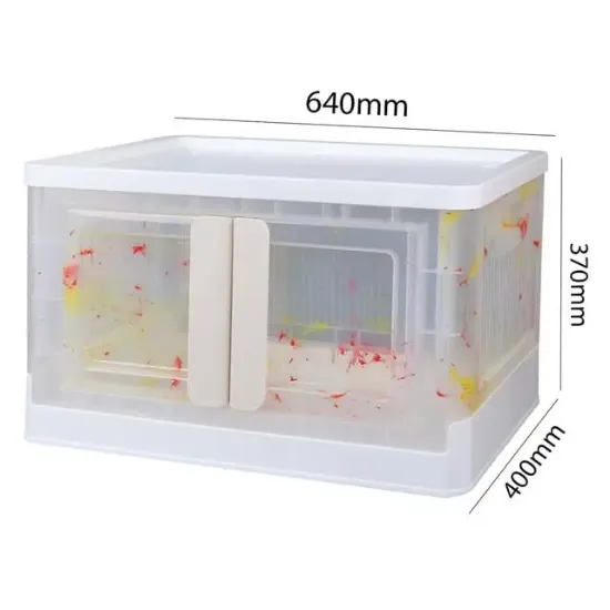 Sunup SN-25883 72L Katlanabilir Plastik Saklama Kutusu Renkli Kapaklı Tekerlekli 40x64x37cm resmi
