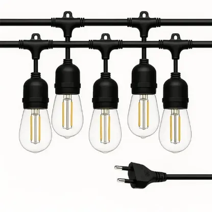 Ledx KB00001 5'li E27 Duy Sıralı 5 Metre Lamba Kablosu (5 Adet Duy İçerir) resmi