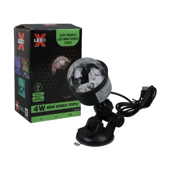 Ledx AL-KX-6889 Projeksiyon Atmosferli Usbli 4 Watt Şarjlı Sihirli Rgb Led Disko Topu resmi