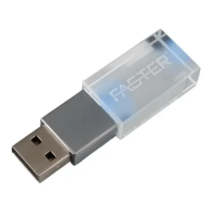Faster 128 GB Mimi Serisi USB 3.0 Yüksek Hızlı Mavi Işıklı Metal Flash Bellek resmi