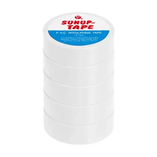 Sunup SN-27924 Beyaz 0.13x18mm İzole PVC Elektrik Yalıtım Bant (5'li Paket) resmi