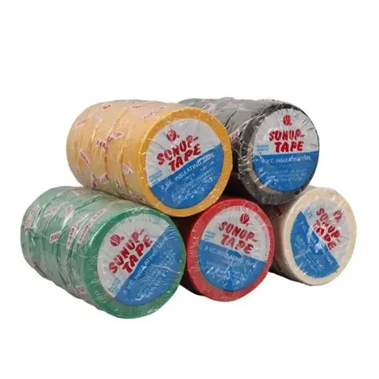 Sunup SN-27919 0.13x18mm 5 Renk İzole Elektrikçi Bant 10 Metre 50x5'li Paket (Kırmızı- Sarı - Siyah - Yeşil - Beyaz) resmi