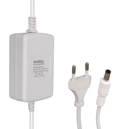 Weko Tottolet 1200 12 Volt - 3.2 Amper 5.5 2.5 Uçlu Yerli Üretim Plastik Kasa Beyaz Masaüstü Adaptör resmi