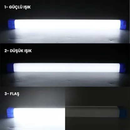 PowerMaster T530 32cm 40W Çubuk Portatif LED Işıldak Şarjlı Tüp Lamba 1200mAh resmi