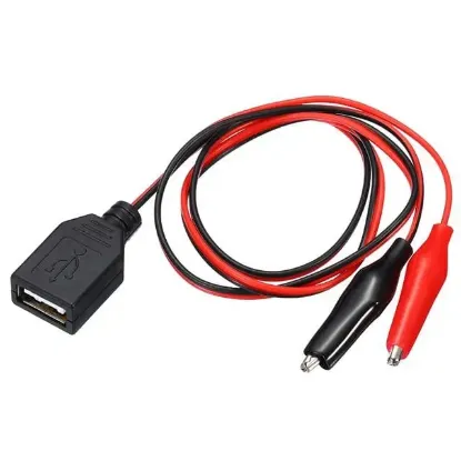 Powermaster PM-28659 USB Dişi - Küçük Krokodil Uçlu 5V 2A Test Kablosu 60 CM resmi