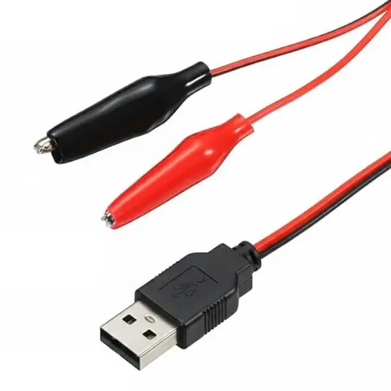 Powermaster PM-28657 USB Erkek - Küçük Krokodil Uçlu 5V 2A Test Kablosu 60 CM resmi