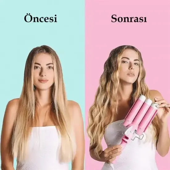 Premio T-0042 Triple Su Dalgası Profesyonel Saç Şekillendirici Maşası resmi