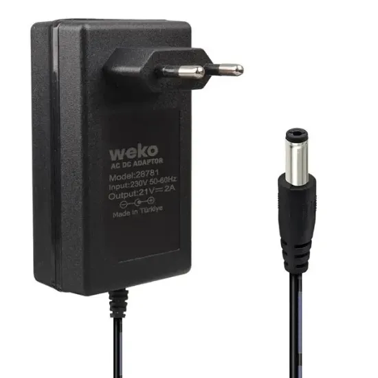 Weko 21 Volt - 2 Amper 5.5*2.5 Mm Uçlu Kırmızı Yeşil Ledli Priz Tipi Şarjlı Matkap Adaptörü resmi