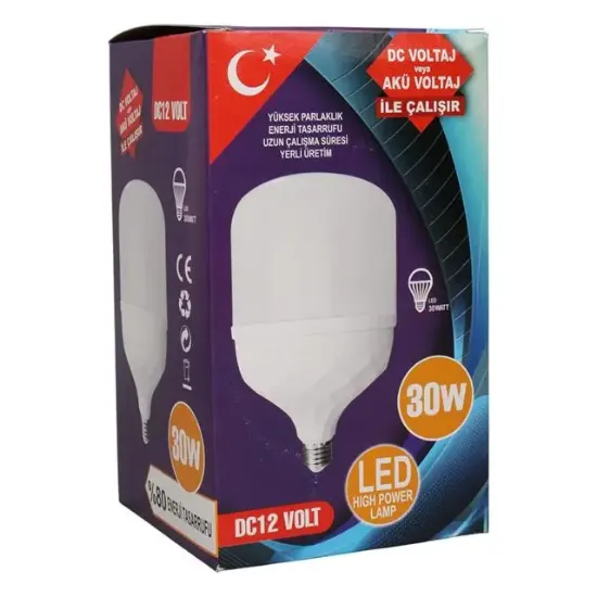 Powermaster PM-28471 E27 12 Volt - 30 Watt 6500K Yerli Üretim Beyaz Jumbo Led Ampul (DC12V)          resmi